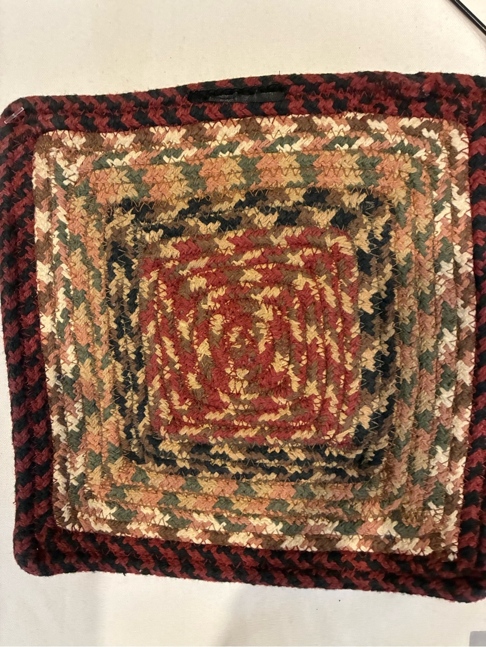 Heart Rug Beater Metal + 2 Braided Square Trivets Burgundy & Brown& Mustard 8x8